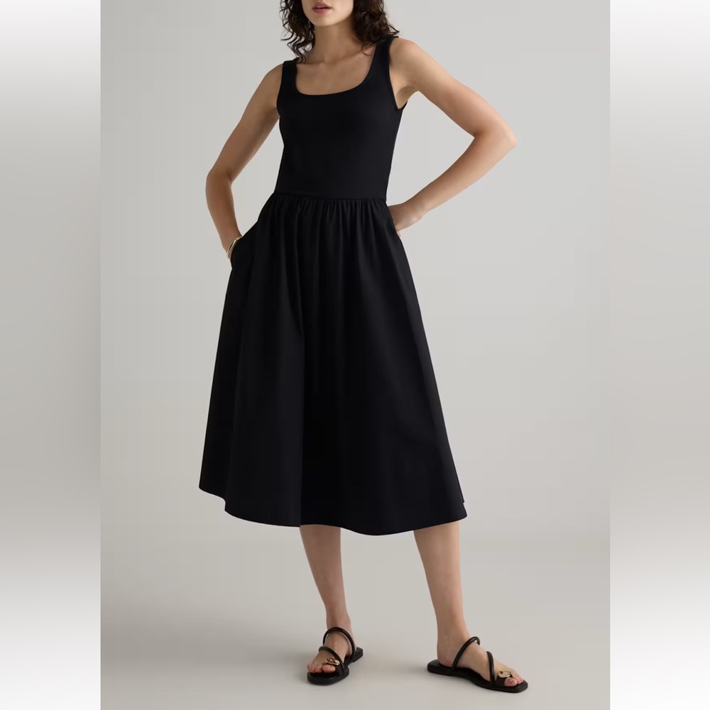 New Quince cotton mixed media tank Black Sleeveless Dress size XS, L